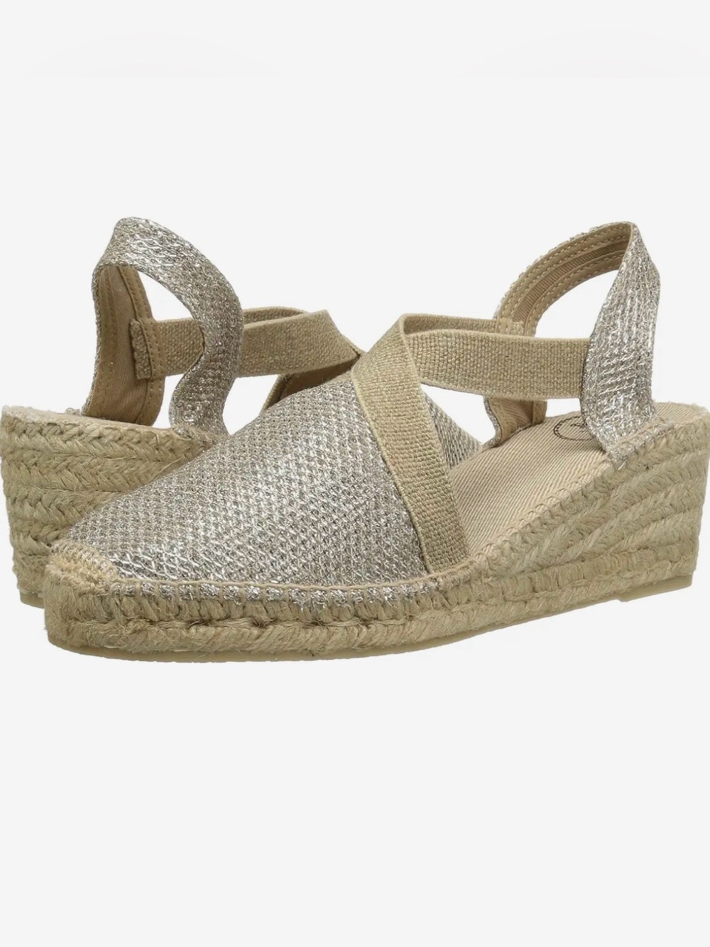 Toni Pons Origins Triton Metallic Silver Woven Slingback Espadrille 6-6.5